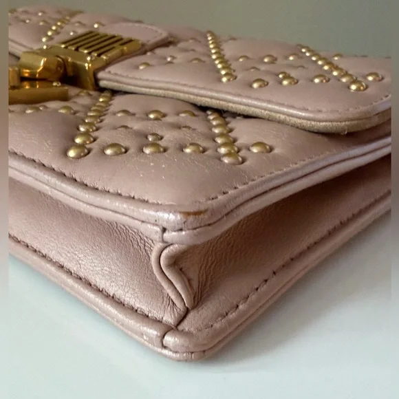 Christian Dior Dioraddict Studded Chain Wallet Blush Pink Leather - Picture 9 of 16